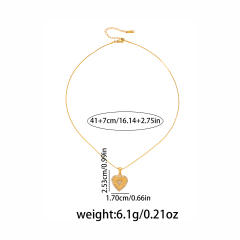 Korean fashion laser heart pendant stainless steel necklace