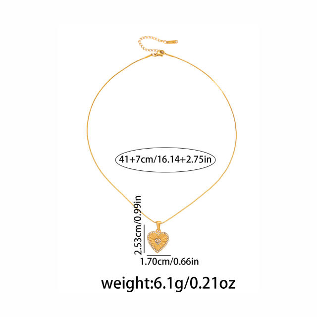 Korean fashion laser heart pendant stainless steel necklace