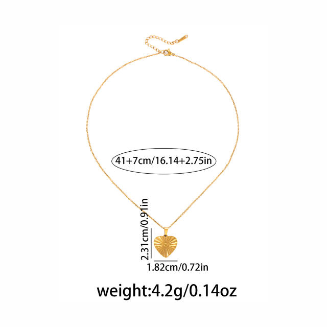 Korean fashion laser heart pendant stainless steel necklace