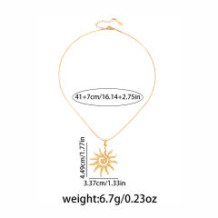 Holiday sun pendant stainless steel necklace