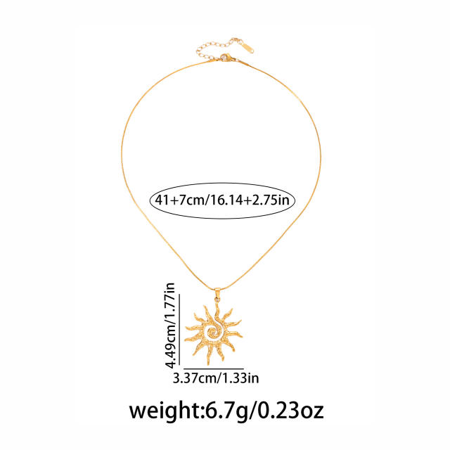 Holiday sun pendant stainless steel necklace
