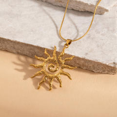 Holiday sun pendant stainless steel necklace