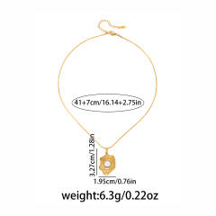 Hammer pendant with pearl inlaid stainless steel necklace