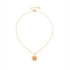 Summer holiday enamel evil eye pendant stainless steel necklace