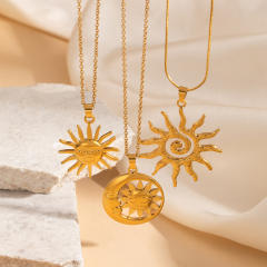 Holiday sun pendant stainless steel necklace