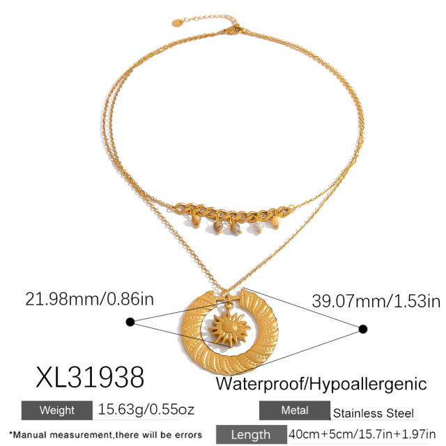 Summer baroque pearl shell conch charm necklace stainless steel necklace