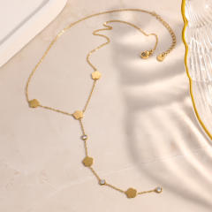 Stainless Steel Necklace for Women Non-Fading Flower Design long necklace