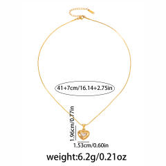 Delicate rhinestone heart pendant stainless steel necklace