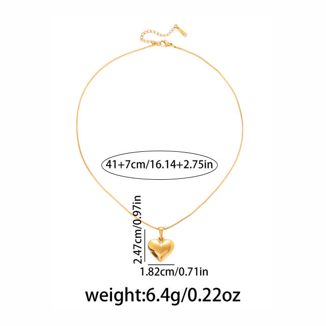 Gold color smooth heart pendant stainless steel necklace mother's day gift engrave letter pendant jewelry