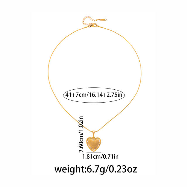 Gold color smooth heart pendant stainless steel necklace mother's day gift engrave letter pendant jewelry