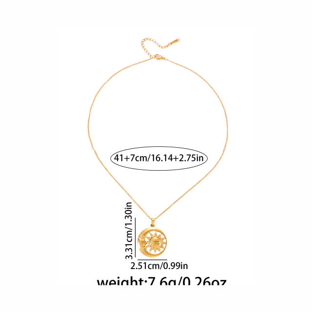 Holiday sun pendant stainless steel necklace