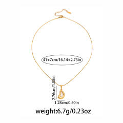 Baroque pearl geometric pendant stainless steel necklace