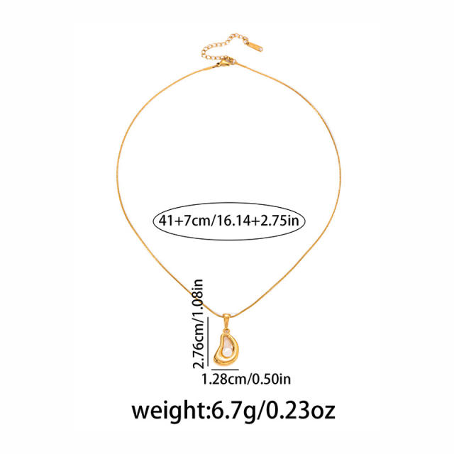 Baroque pearl geometric pendant stainless steel necklace