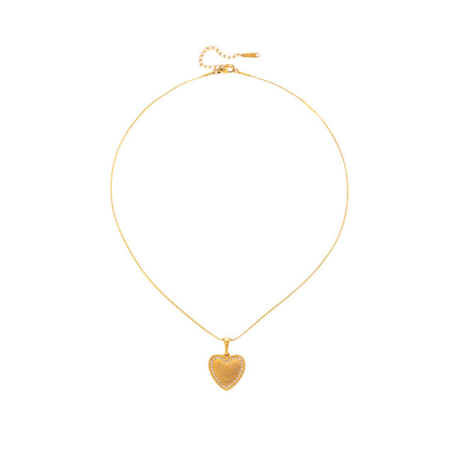 Gold color smooth heart pendant stainless steel necklace mother's day gift engrave letter pendant jewelry