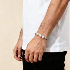 Light Luxury Freshwater Black Pearl Woven Stainless Steel Bracelet for Men Women