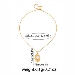 Hammer pendant with pearl inlaid stainless steel necklace