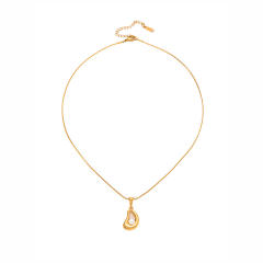 Baroque pearl geometric pendant stainless steel necklace
