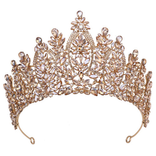 Baroque colorful crystal big crown wedding accessory