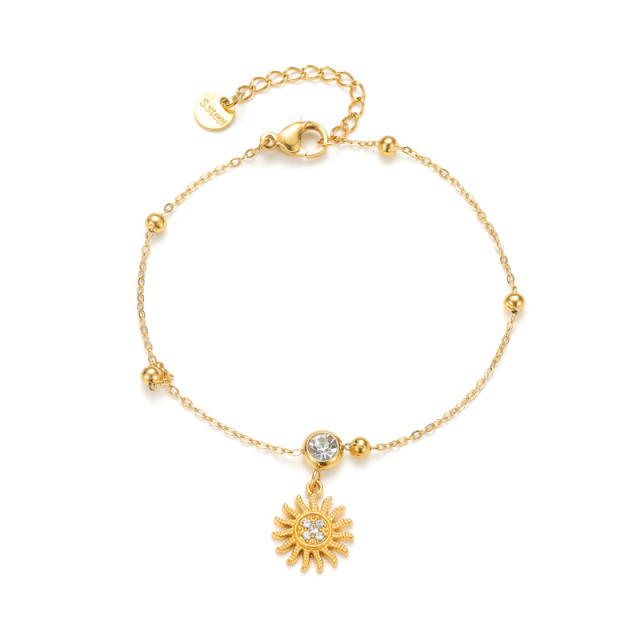 18K Gold Multi-Element Diamond Pendant Bracelet for Women stainless steel bracelet