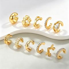 18KG cubic zircon inlaid stainless steel ear cuff earrings