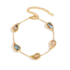 Vintage geometric shape Abalone inlaid stainless steel bracelet