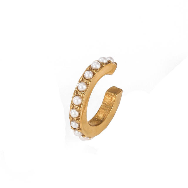 18KG cubic zircon inlaid stainless steel ear cuff earrings