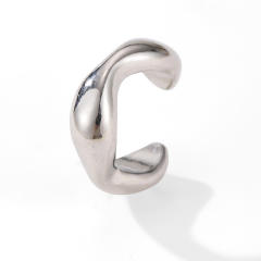 18KG cubic zircon inlaid stainless steel ear cuff earrings