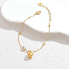 18KG multi charm heart crystal stainless steel bracelet simple bracelet