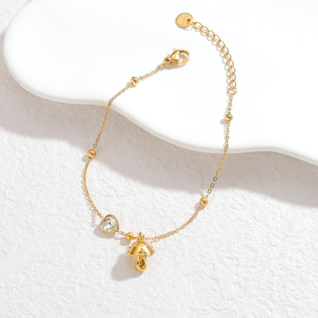 18KG multi charm heart crystal stainless steel bracelet simple bracelet
