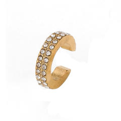 18KG cubic zircon inlaid stainless steel ear cuff earrings