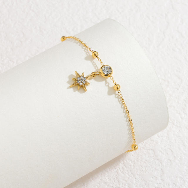 18K Gold Multi-Element Diamond Pendant Bracelet for Women stainless steel bracelet