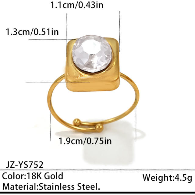 Delicate square cubic zircon inlaid stainless steel earrings jacket earrings rings set