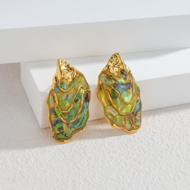 Unique design Abalone stainless steel earrings