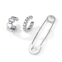 18KG cubic zircon inlaid stainless steel ear cuff earrings