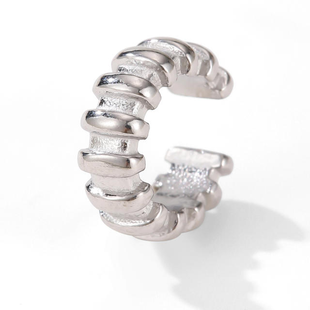 18KG cubic zircon inlaid stainless steel ear cuff earrings