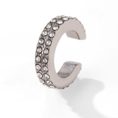 18KG cubic zircon inlaid stainless steel ear cuff earrings