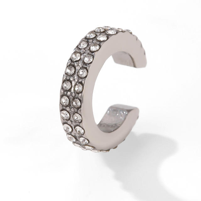 18KG cubic zircon inlaid stainless steel ear cuff earrings