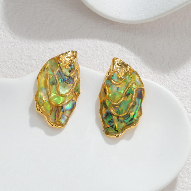 Unique design Abalone stainless steel earrings
