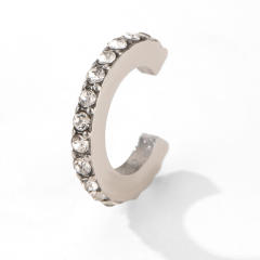 18KG cubic zircon inlaid stainless steel ear cuff earrings