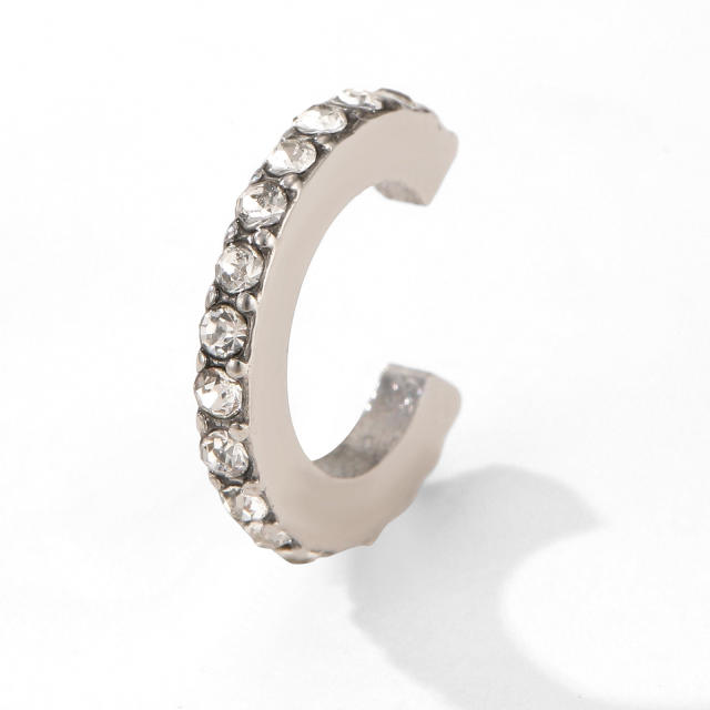 18KG cubic zircon inlaid stainless steel ear cuff earrings