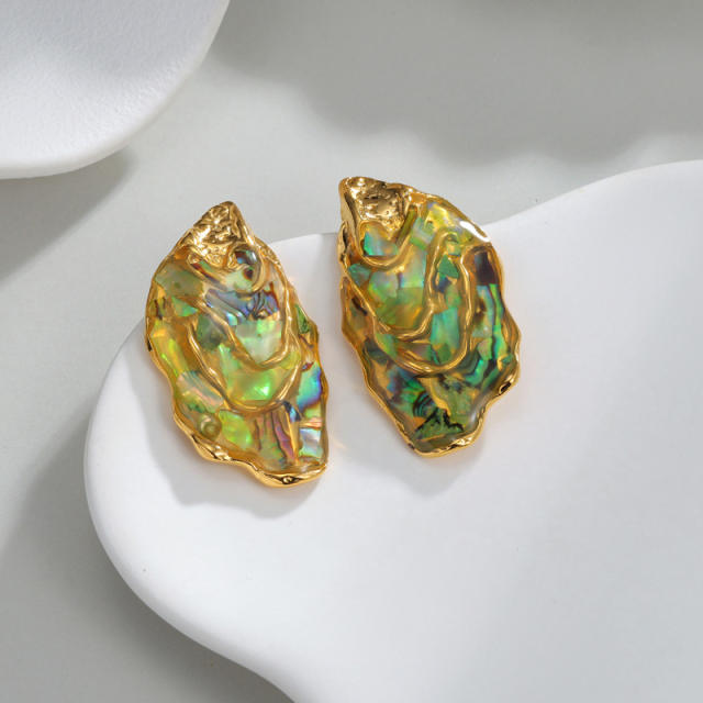 Unique design Abalone stainless steel earrings