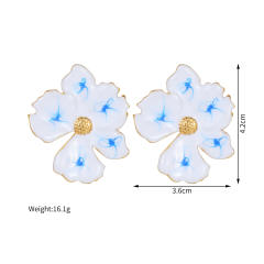 Chinese trend white blue color enamel stainless steel earrings