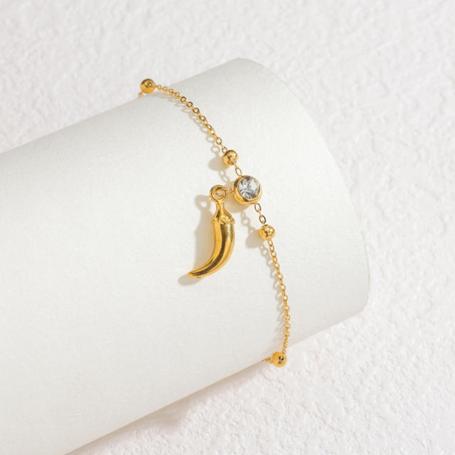 18K Gold Multi-Element Diamond Pendant Bracelet for Women stainless steel bracelet