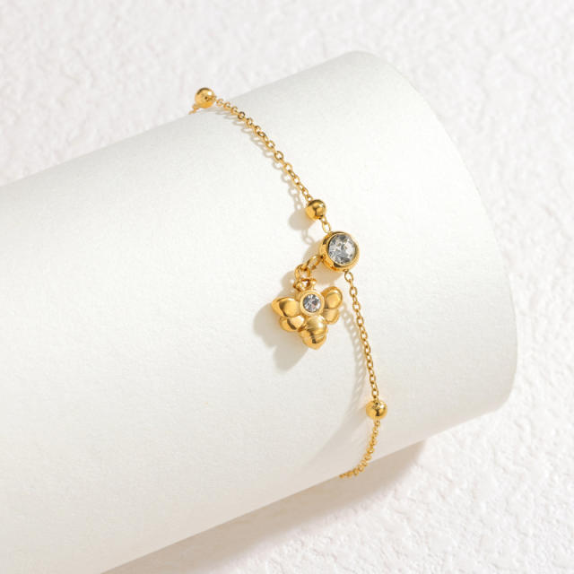 18K Gold Multi-Element Diamond Pendant Bracelet for Women stainless steel bracelet