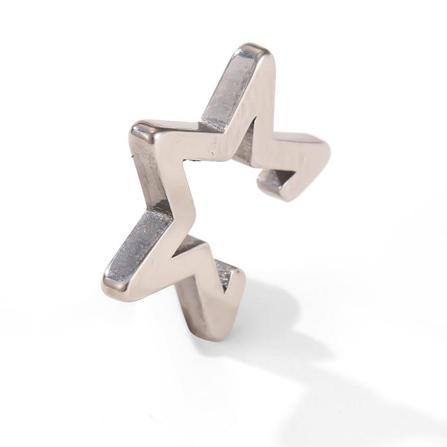 18KG cubic zircon inlaid stainless steel ear cuff earrings