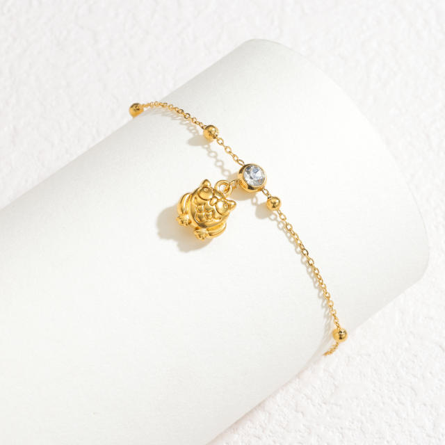 18K Gold Multi-Element Diamond Pendant Bracelet for Women stainless steel bracelet