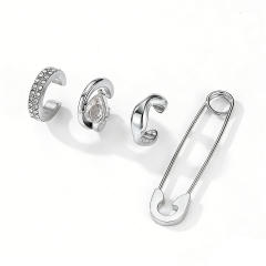 18KG cubic zircon inlaid stainless steel ear cuff earrings