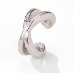 18KG cubic zircon inlaid stainless steel ear cuff earrings