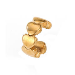 18KG cubic zircon inlaid stainless steel ear cuff earrings