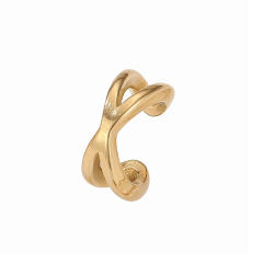 18KG cubic zircon inlaid stainless steel ear cuff earrings